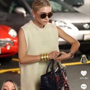 Cream Sleeveless Knit Sweater